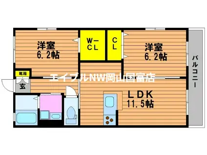 エンドレスVII(2LDK/2階)の間取り写真