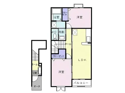 アヴニールI(2LDK/2階)の間取り写真