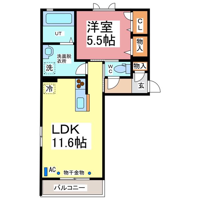 サニーウェルN(1LDK/1階)の間取り写真