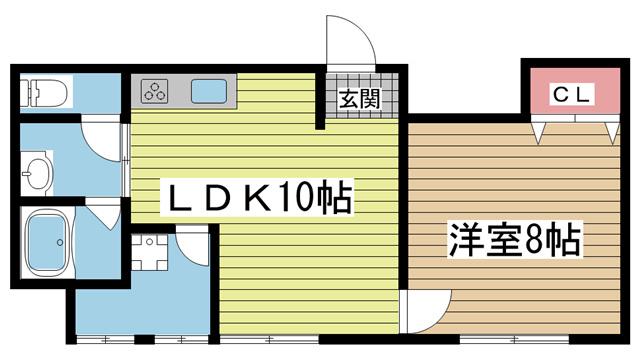 ル・シェール新神戸(1LDK/2階)の間取り写真