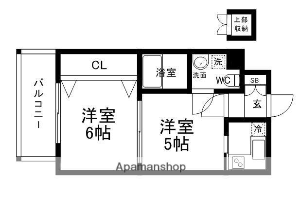 エステートモア警固本通(2K/4階)の間取り写真