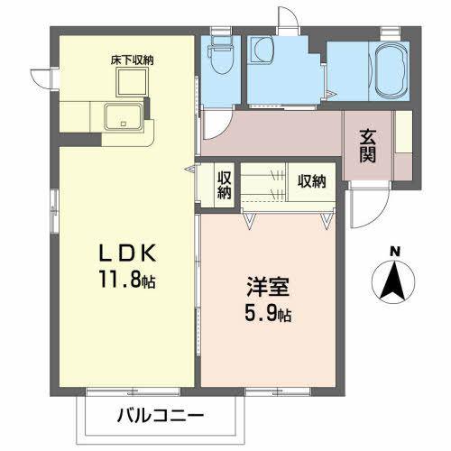 シャーメゾン桜木(1LDK/1階)の間取り写真