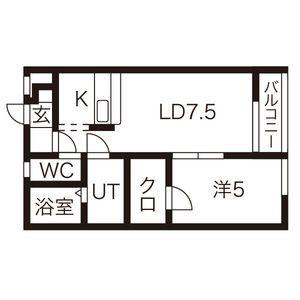 クリスタルリジェールE(1LDK/2階)の間取り写真