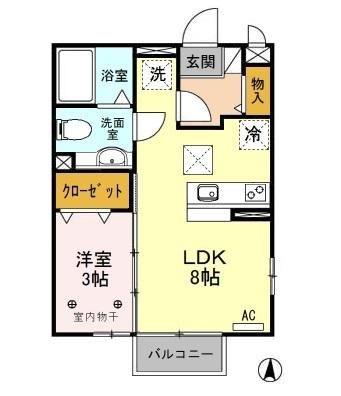 グリーンハイムA/B(1LDK/1階)の間取り写真