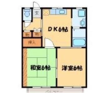 フレグランスタウン住吉8番館(2DK/2階)の間取り写真
