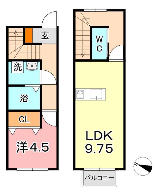 アリア中庄(1LDK/1階)の間取り写真