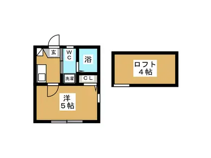 ルーチェ山手II(1K/1階)の間取り写真