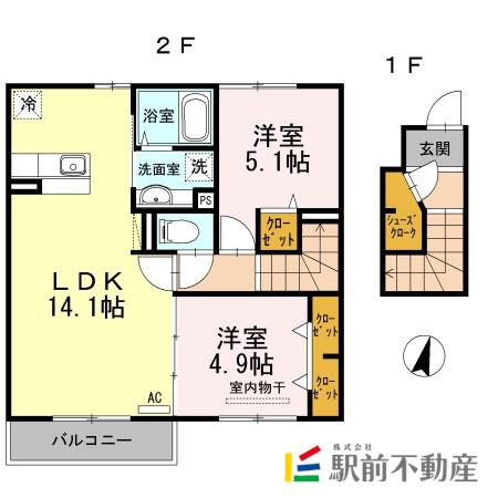 スノーウィコートV(2LDK/2階)の間取り写真