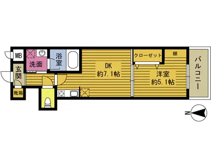 S-FORT大分長浜町(1DK/1階)の間取り写真