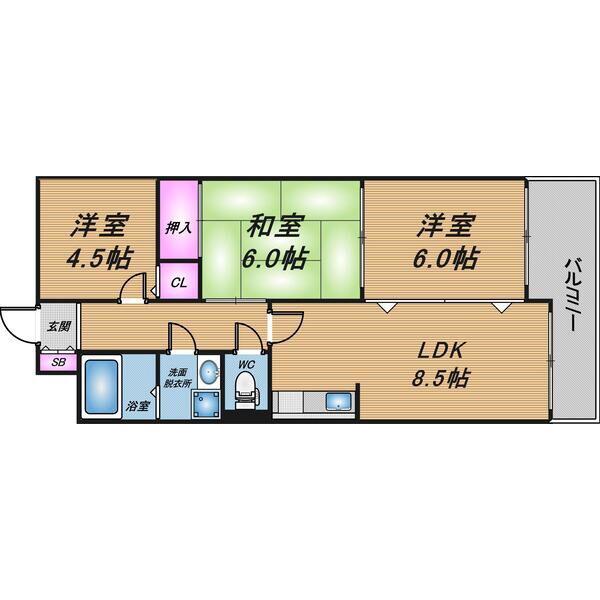 ドーム1番館(3LDK/6階)の間取り写真