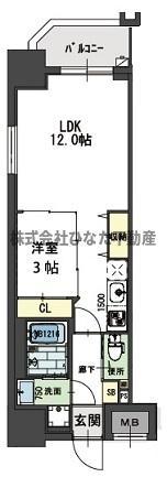 ラ・フォルム本町ウエスト(1LDK/8階)の間取り写真
