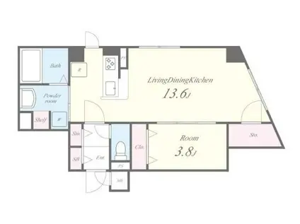 カルペンテリア エッセ(1LDK/8階)の間取り写真