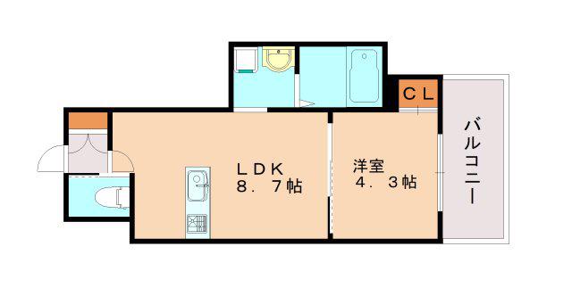 AXIA CITY 兵庫(1LDK/1階)の間取り写真