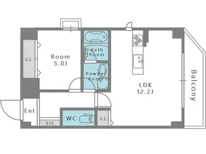 ゼクス九条(1LDK/2階)の間取り写真