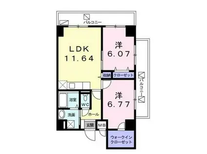 リバティーズSAGA.II(2LDK/2階)の間取り写真