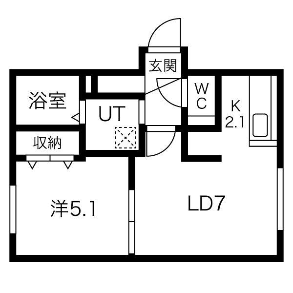 アンシャンテ白石(1DK/4階)の間取り写真