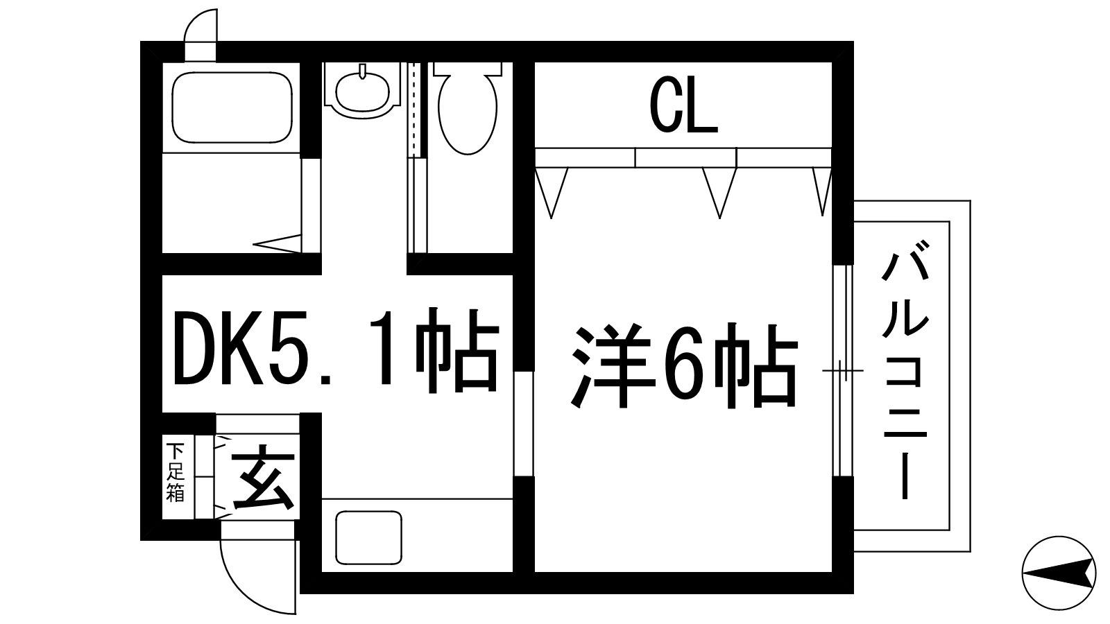 ナウハウス山本西(1DK/2階)の間取り写真
