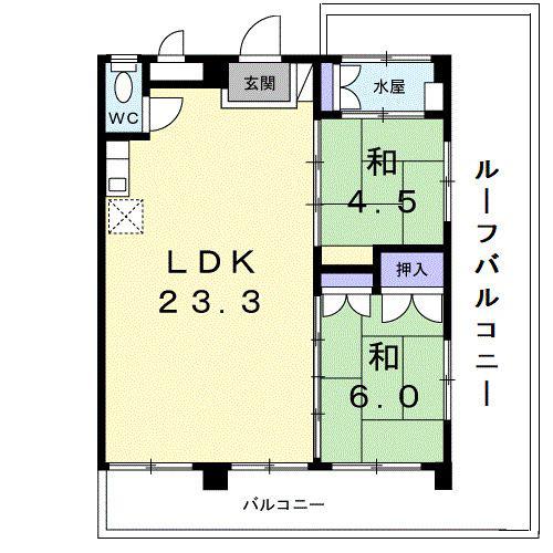 ミログロッサ(2LDK/6階)の間取り写真