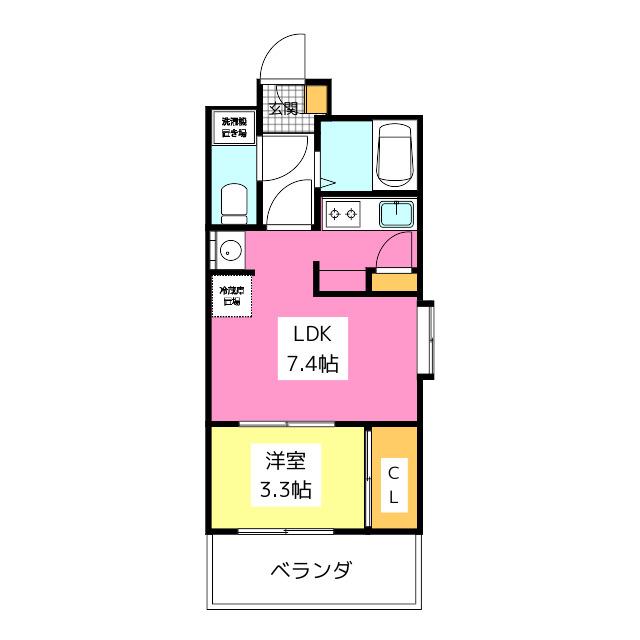 エステート・モア 平尾堀川(1LDK/6階)の間取り写真