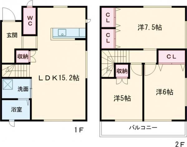 陽東メゾネットIII(3LDK/1階)の間取り写真