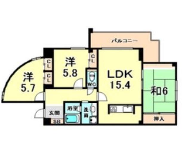 S-RESIDENCE夙川(3LDK/3階)の間取り写真