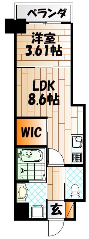 スマート大手町(1LDK/5階)の間取り写真