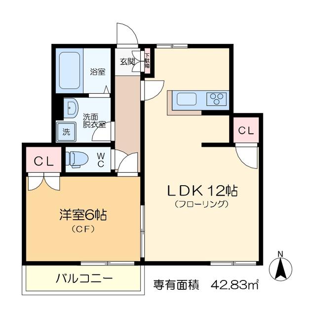 メゾン川島(1LDK/2階)の間取り写真