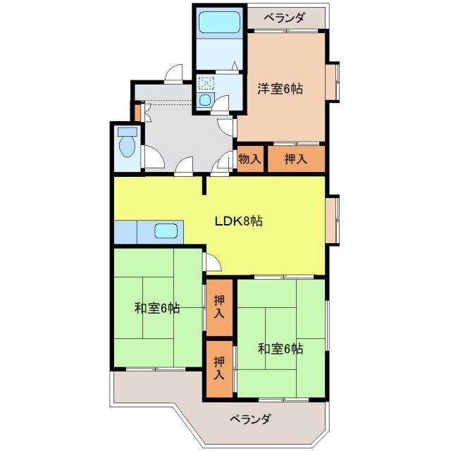 ヴィラサンシャインII(3LDK/3階)の間取り写真