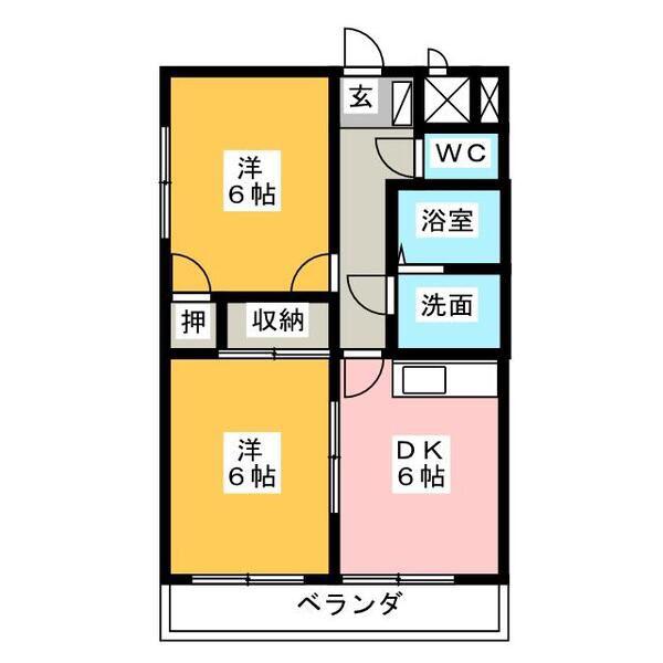 ルミエール西前田(2DK/7階)の間取り写真