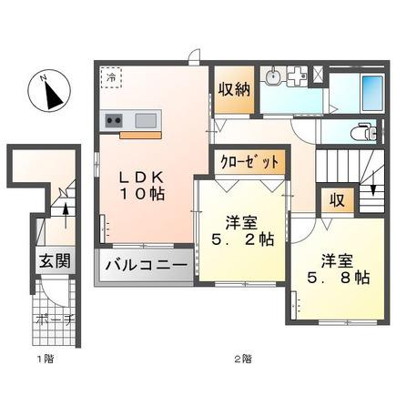 ルピナス 2LDK(2LDK/2階)の間取り写真