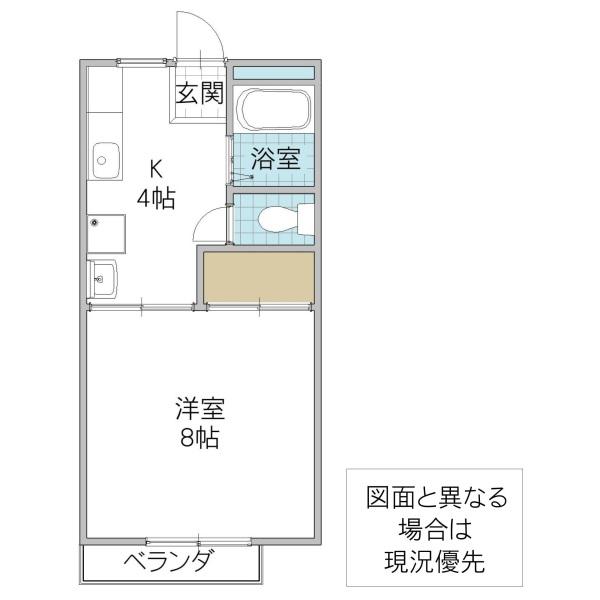 ツインハイツ B棟(1K/1階)の間取り写真