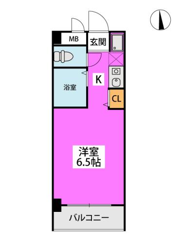 グレイス室見(1K/5階)の間取り写真
