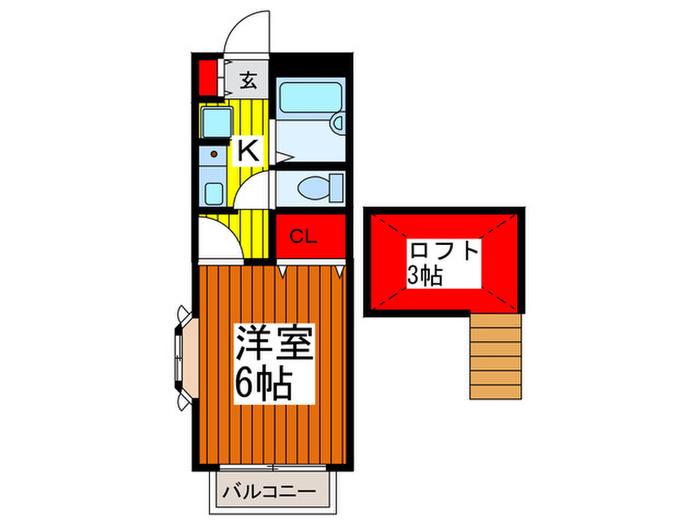 パレロワイヤル新井町(1K/2階)の間取り写真