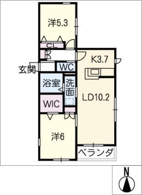 エスコート東郷(2LDK/2階)の間取り写真