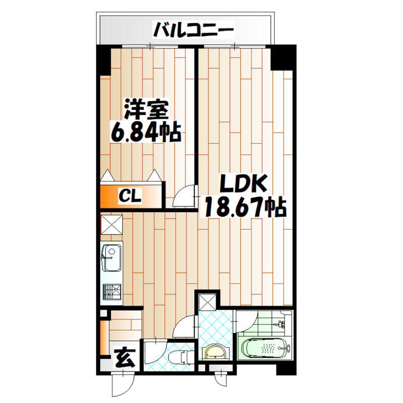 タカフジ・アパートメント(1LDK/5階)の間取り写真