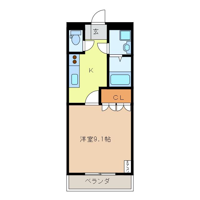 アシューレ(1K/1階)の間取り写真