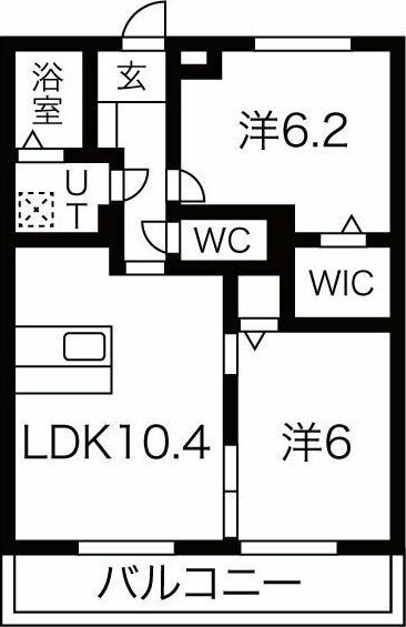 エトワール 鳴尾(2LDK/1階)の間取り写真