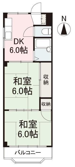 栗林パークマンション(2DK/3階)の間取り写真