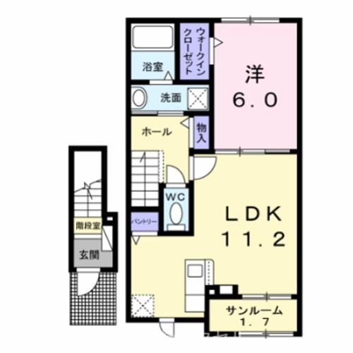 ラ・カーサ・スギ(1LDK/2階)の間取り写真
