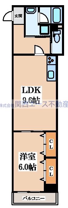 FUMOSE新石切(1LDK/1階)の間取り写真