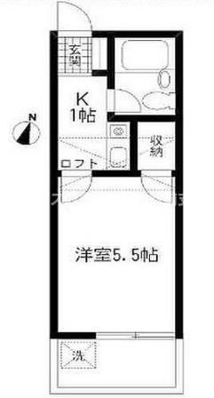 ヒルトップ井土ヶ谷(1K/1階)の間取り写真