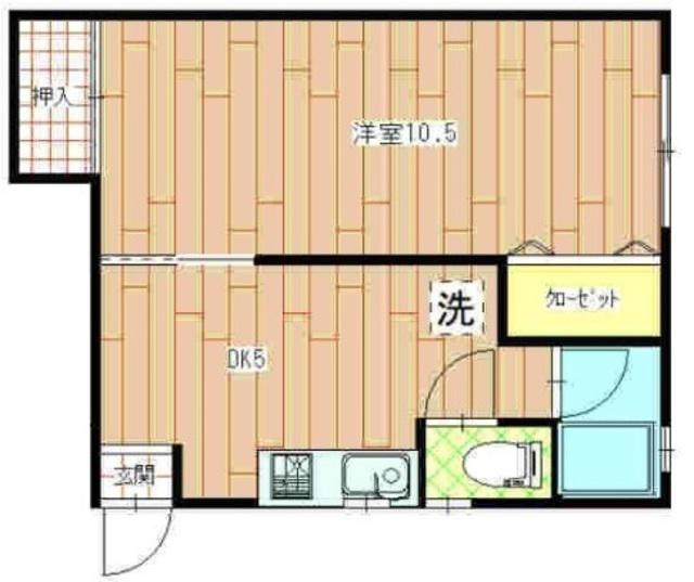 山根ハイツ第五(1DK/2階)の間取り写真