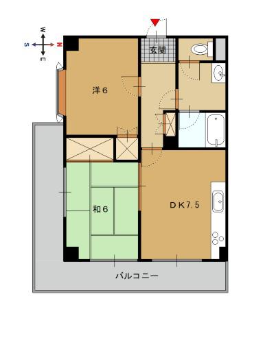 シャトー東舞鶴 2DK(2DK/3階)の間取り写真