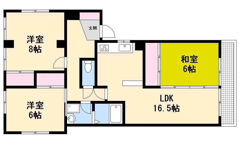 アドワンズ高須(3LDK/3階)の間取り写真