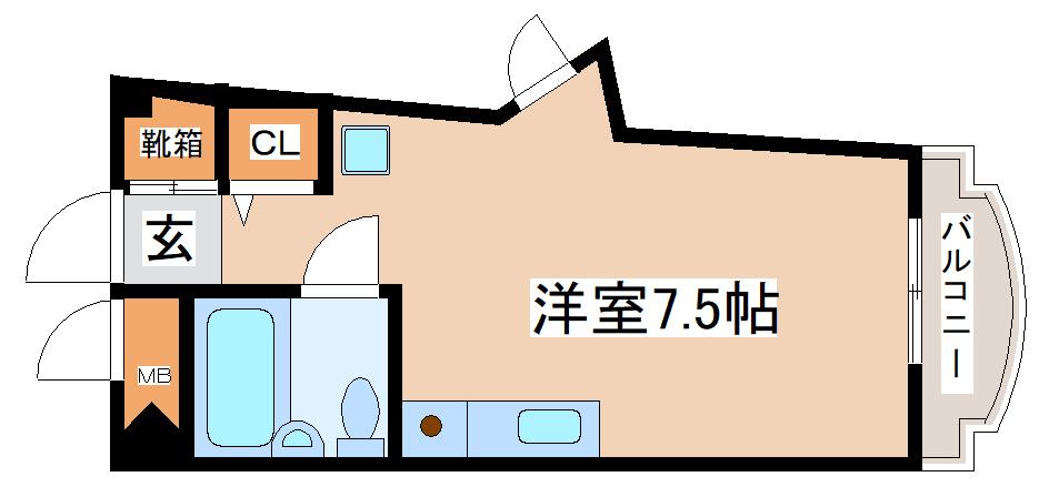 ミスティエイト(ワンルーム/2階)の間取り写真