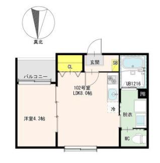 MEIU(1LDK/1階)の間取り写真