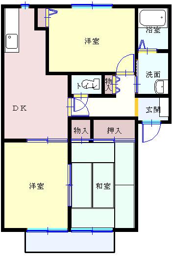 ごとくハイツB(3DK/2階)の間取り写真