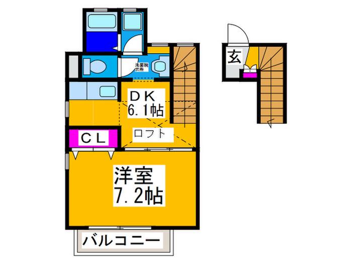 フリーダム(1DK/2階)の間取り写真