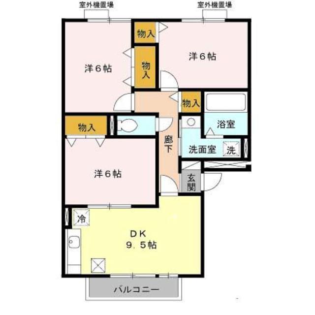 コートダジュール(3LDK/2階)の間取り写真