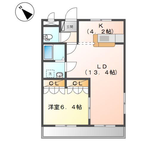 クラージュ(1LDK/1階)の間取り写真